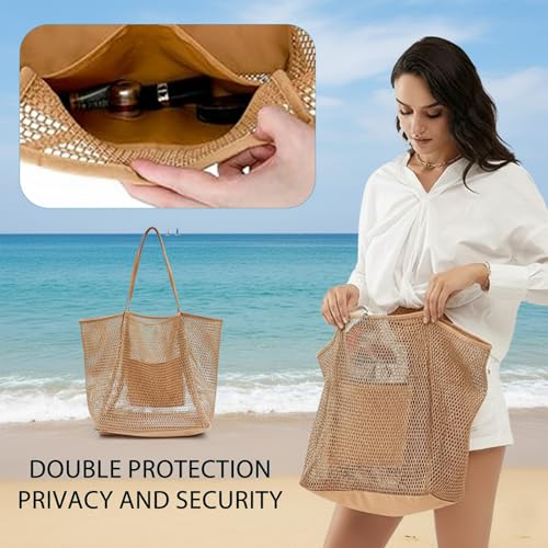Bolso Tote grande para playa y viajes, abierto y con correa miniatura 5