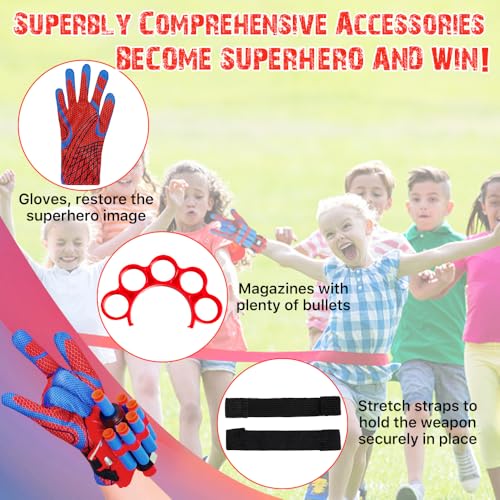 image for Genqiang Spider Web Shooter, 2 Sets Wrist Launcher Toys with Superhero