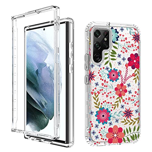 Coque antichoc pour Galaxy S22 Ultra transparente fleurie en TPU souple - 6