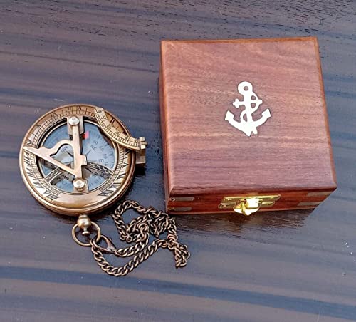 Brújula de Bolsillo Náutica Vintage de Latón Antigua con Caja de Regalo Orca INTERNATIONAL CO miniatura 5