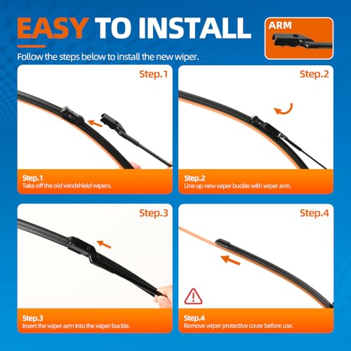 Image of 28 inch24 inch (Top Lock) Windshield Wiper Blades Automotive Replacement for Chevy Cruze 2016-2021 OEM Quality Premium 2 Pack