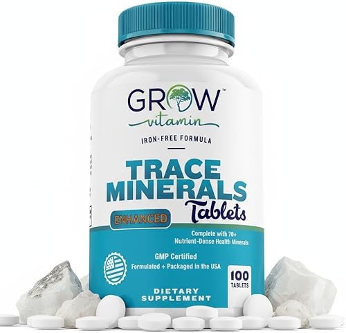 grow vitamin Trace Minerals Complejo Mejorado – Complejo con más de 70 minerales de salud densos en nutrientes – 100% ingredientes naturales – 100