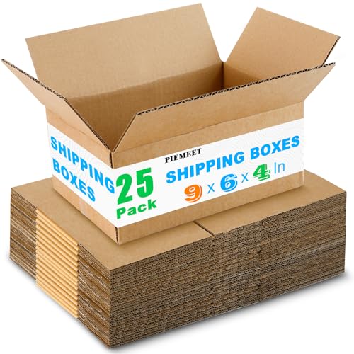 PIEMEET 25 Pack Shipping Boxes, 9 x 6 x 4