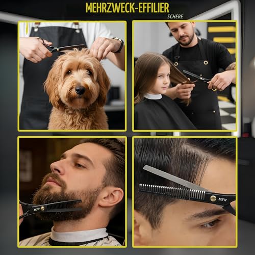MJW Haarausdünnungsschere – Haarschneideschere aus Edelstahl, professionelle Friseurschere zum Verblenden, ideale Schere zum Strukturieren und Schichten für Männer und Frauen