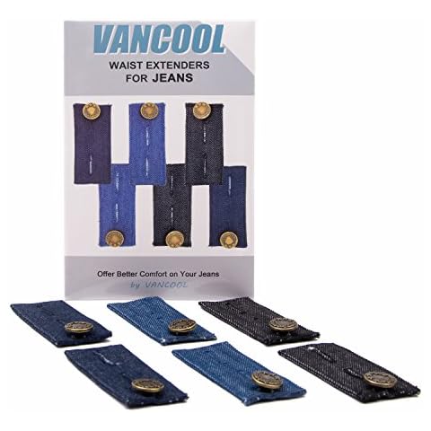 6-Pack Denim Waist Extenders for Jeans, Trousers and Skirt Cover