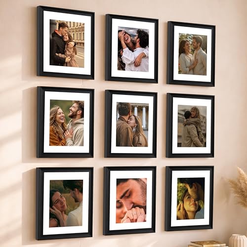 Image of Art Street Wooden Photo Frame for living room, Aesthetic Cave Design Photo Frames for Photograph, Art Work, Certificates Set of 9 (6x8 Inch, Black)