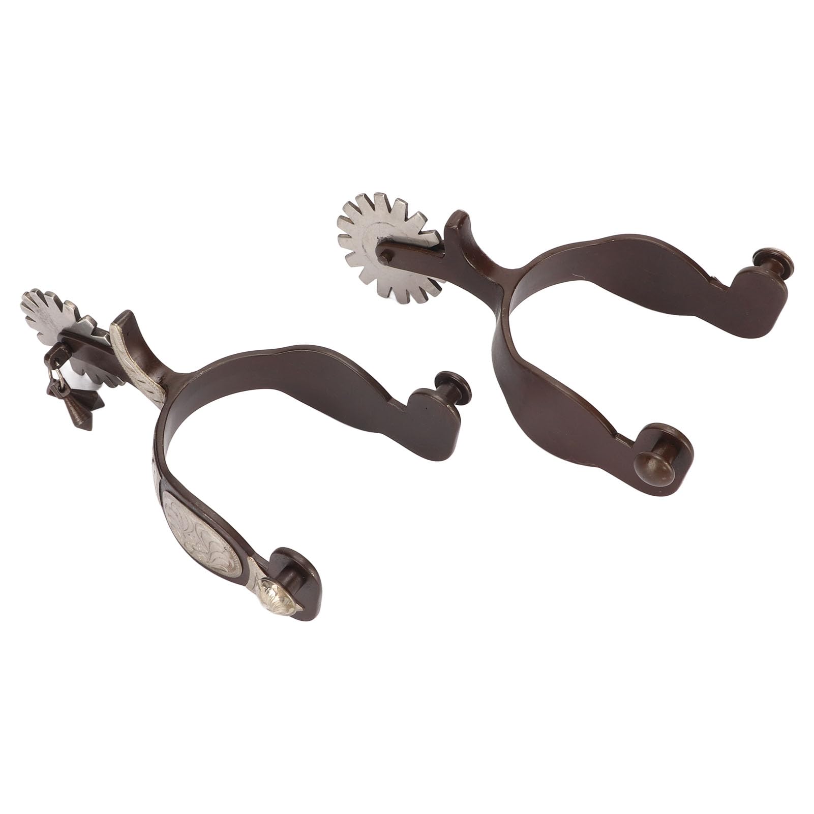 Espuelas Vaqueras para Hombre, 1 Par en Acero con Diseño Floral en Bronce, Estilo Vintage, Ajustables y Hechas a Mano para Botas Occidentales