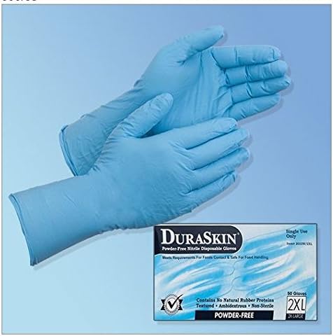 12" Blue Nitrile 8 Mil Industrial Gloves, PF, 2XL, 500/case