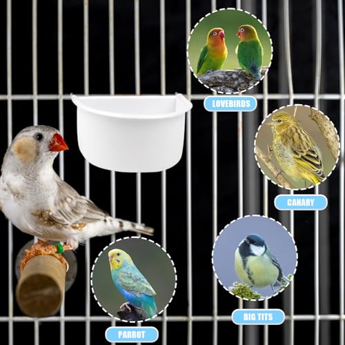 Bird Feeder, 2 Pcs Plastic Bird Food Feeder, Bird Water Cage Accessories, Hanging Bird Food Bowl Cups for Parrots Small Birds Pigeons Parakeet - Image 4
