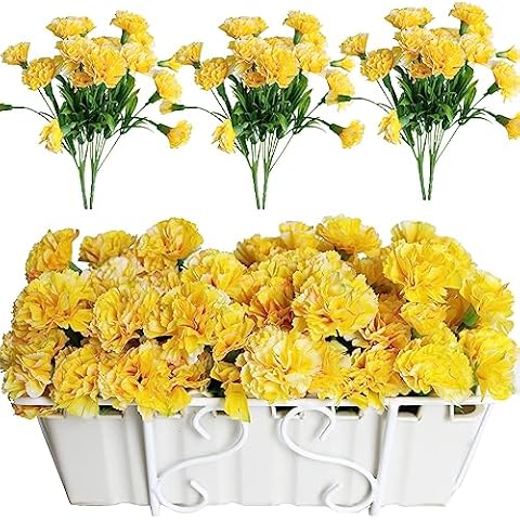 Htmeing 8PCS Artificial Flowers Carnation Bouquet Decor Faux Flower Centerpieces for Tables Vase Wedding Decorations Flower Arrangements (Yellow) Cover