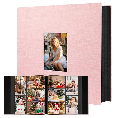 Aevdor Large Capacity 4x6 Photo Album, 1000 Photos, Linen Cover, Pink