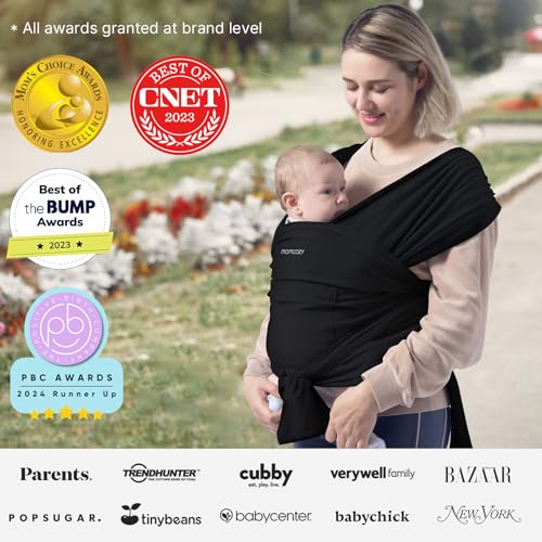 momcozy baby wrap carrier easy to wear infant carrier slings lightweight hands free baby sling adjustable baby carriers for newborn to toddler 8-35 lbs black