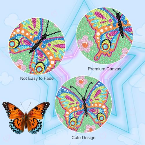 Ainiv 5D Diamond Painting Art Kit with Wooden Frame, Crystal Art Kits, Easy Cartoon Full Drill Gem Painting for Beginners (Butterfly) - Image 4