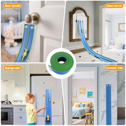 Image of Flexible Race Car Track 15 Ft Starter Set with Suction Cups Compatible with Diecast 1 /64th Car for Ages 3 & Up Track Long Rolls Up Portable Racetrack