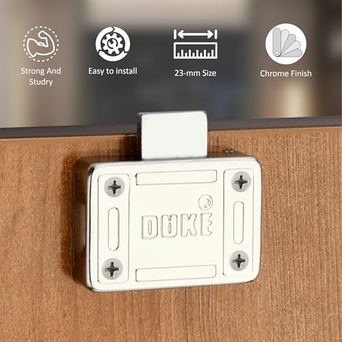 Image of DUKE Stainless Steel Multipurpose Drawer Cupboard Cabinet Lock with 2 Reversible Ultra Brass Keys for Office Shops, Hotels, and Hostels(Pack of 10)