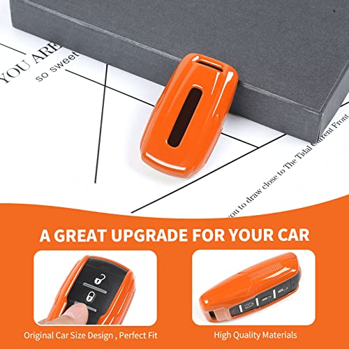 Image of RAZPOY for RAM Key Fob Cover, ABS Key Case Cover Holder Protector Compatible with for 2018-2023 Dodge RAM 1500 2500 3500, Orange