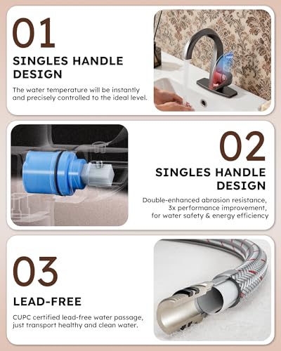 WOWOW Single Handle Bathroom Faucet 1 Hole High Arc Bathroom Basin Oiled Rubbed Bronze with Pop Up Drain, Solid Brass Commercial Bathroom Sink Faucet Basin Vanity Bar Faucet (Patented Product) - image 6