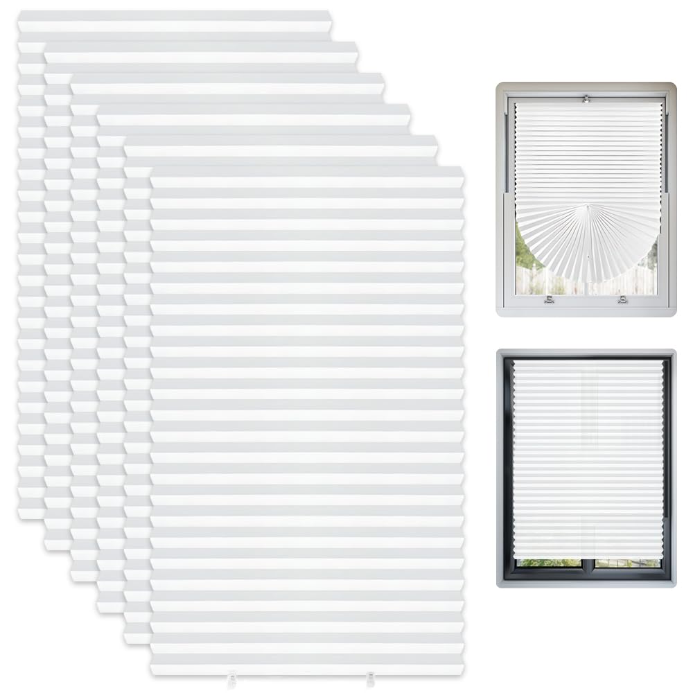 Weciau White 6 Pack Temporary Blinds, 60X150cm Temporary Blackout Blinds, No Drill Stick On Blinds, Self Adhesive Blind For Windows, Doors, Kitchen, Bathroom, Bedroom, Nursery, Loft (White)
