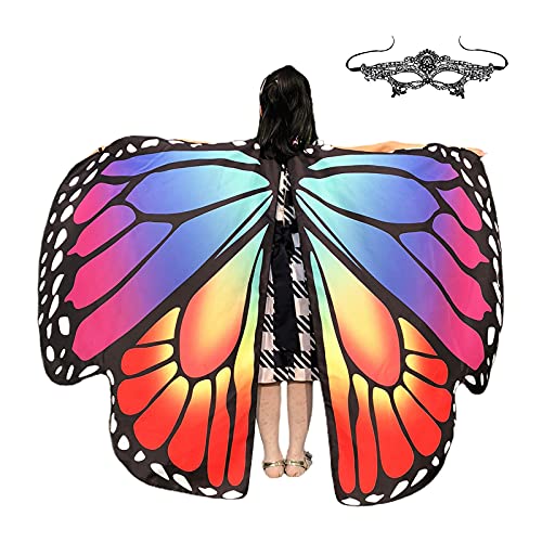 belupai Ailes de papillon pour déguisement d'Halloween pour enfants avec masque - Ailes de fée - Châle de papillon - Costume de fête pour filles Cover