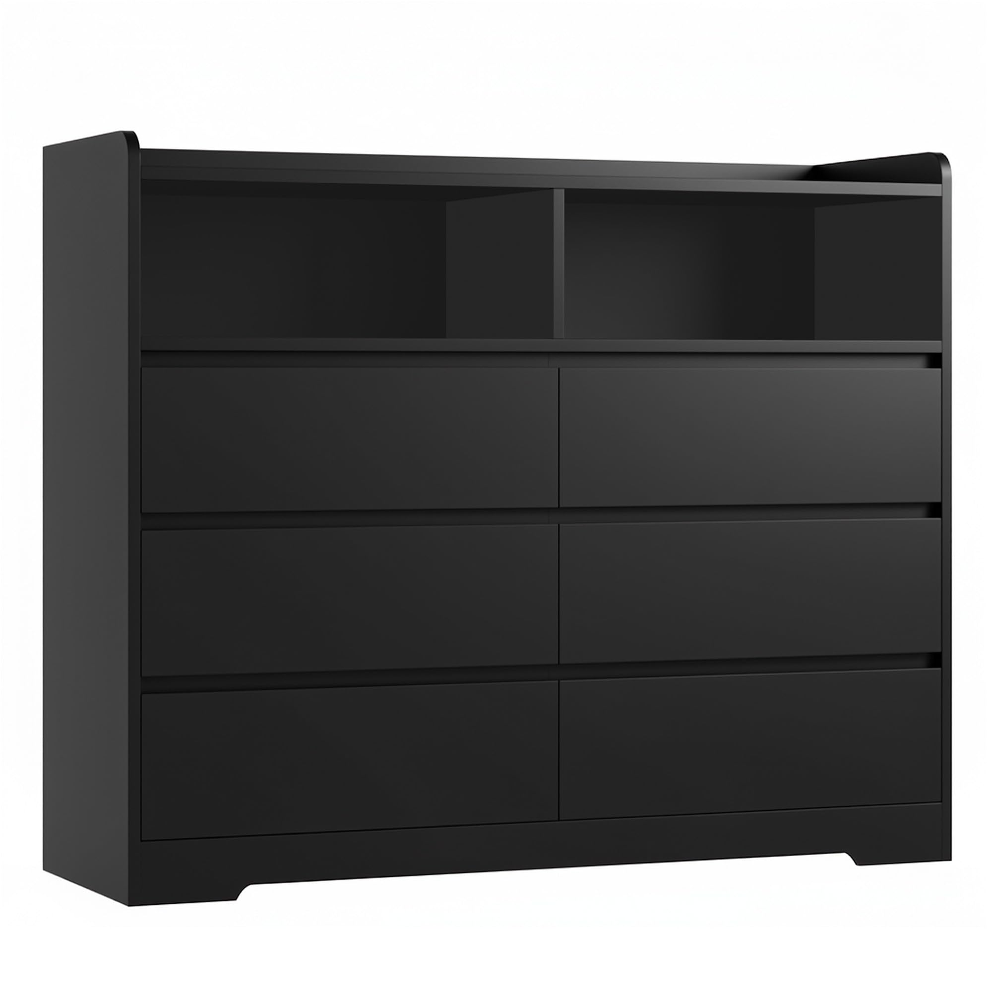 FOREHILL Cassettiera Camera da letto, Cassettiera con 6 Cassetti, Comò con 2 Scomparti Aperti Moderno, per Camera da Letto, Corridoio, Soggiorno, Ufficio, 120x40x100cm (Nero)