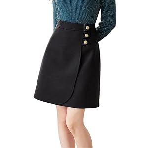 Women Solid Button Elegant A-Line Short Bag Hip Skirt
