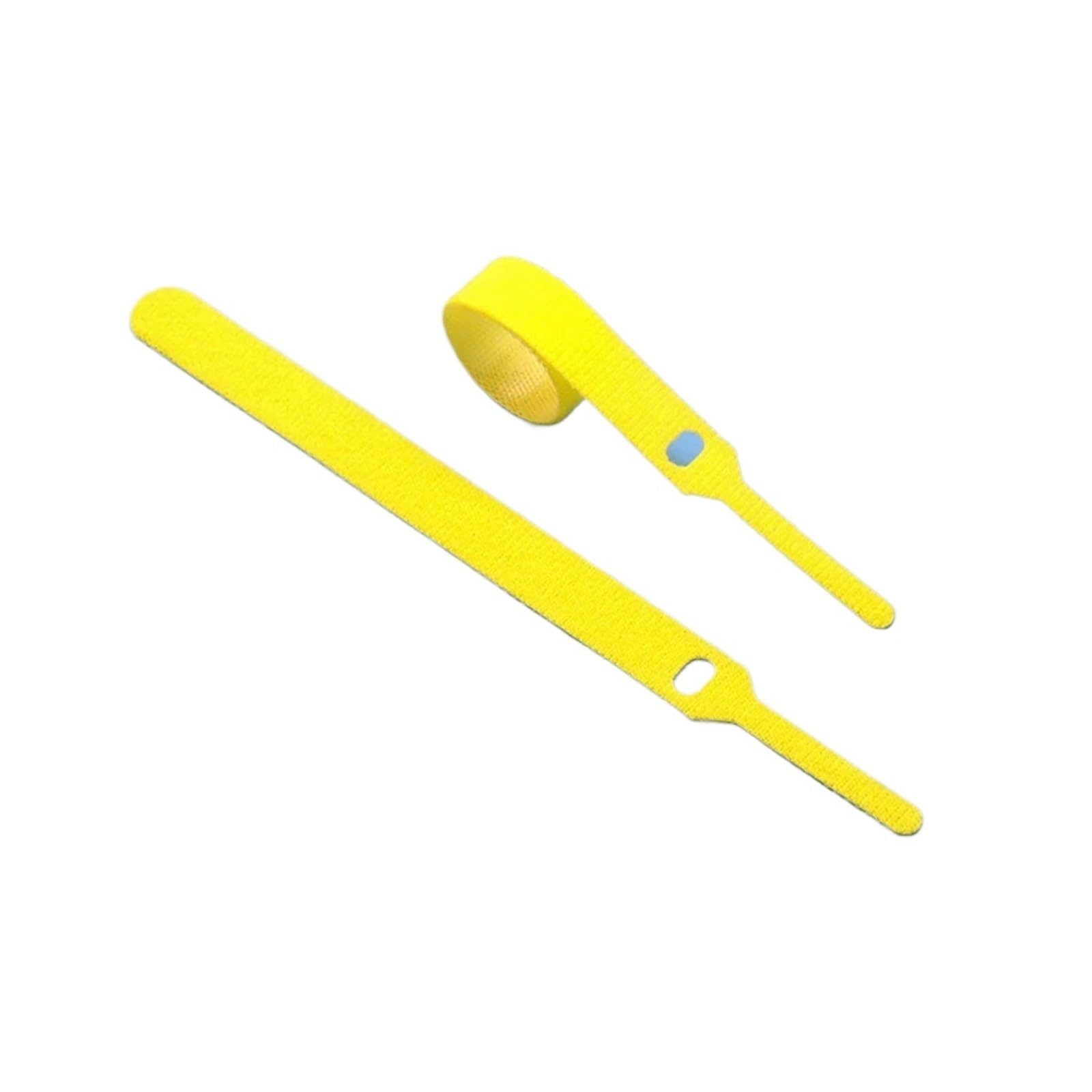 Lot de 100 attaches de câble libérables en nylon réutilisables de 12 mm pour bureau, atelier, utilisation industrielle (jaune, 200 mm)