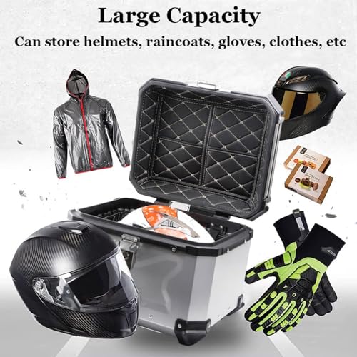 Baúl de moto de aluminio de 55L negro universal para maletero de scooter 5
