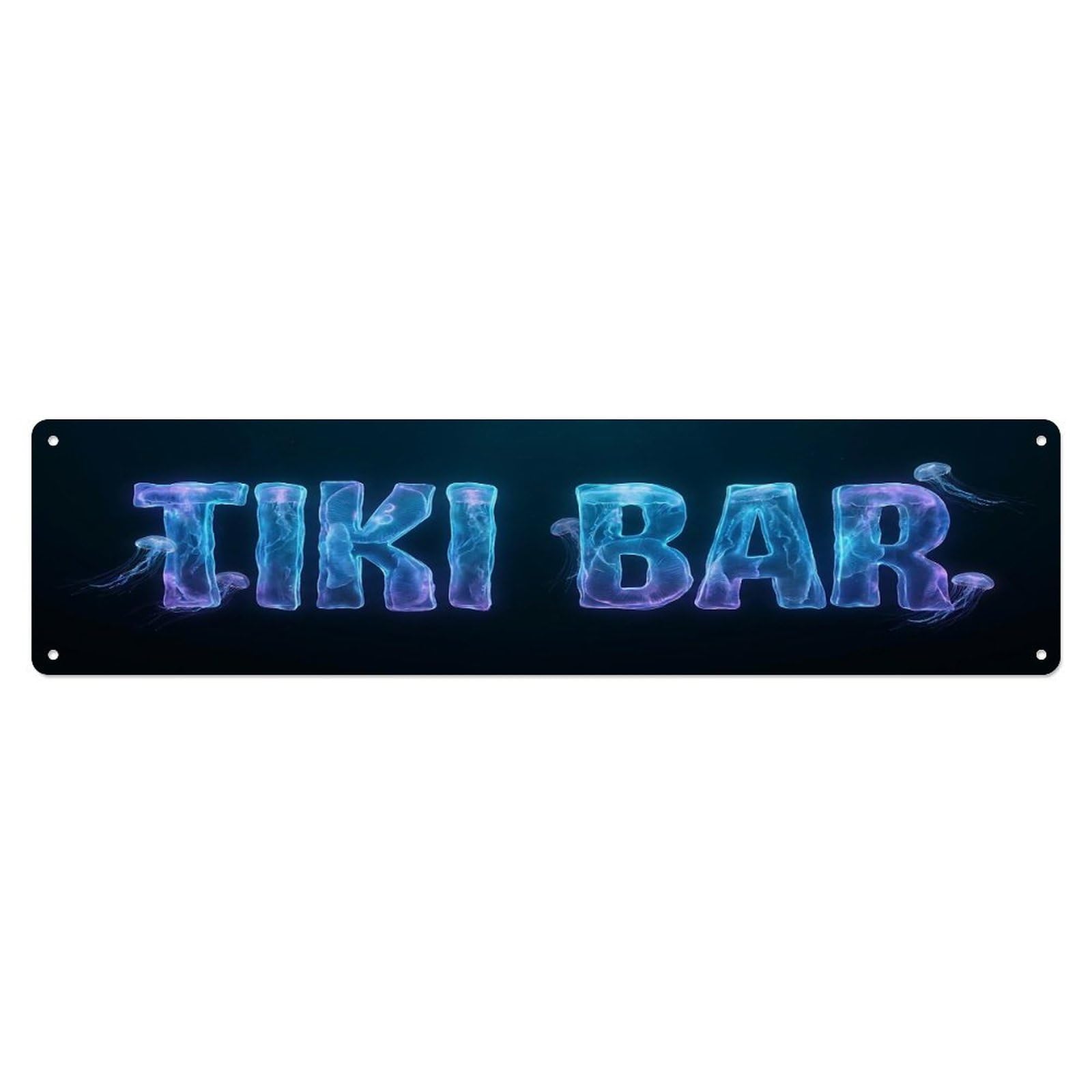 Tiki Bar Outdoor Garden Decor Tropical Beach Bar Jellyfish Metal Tin Sign