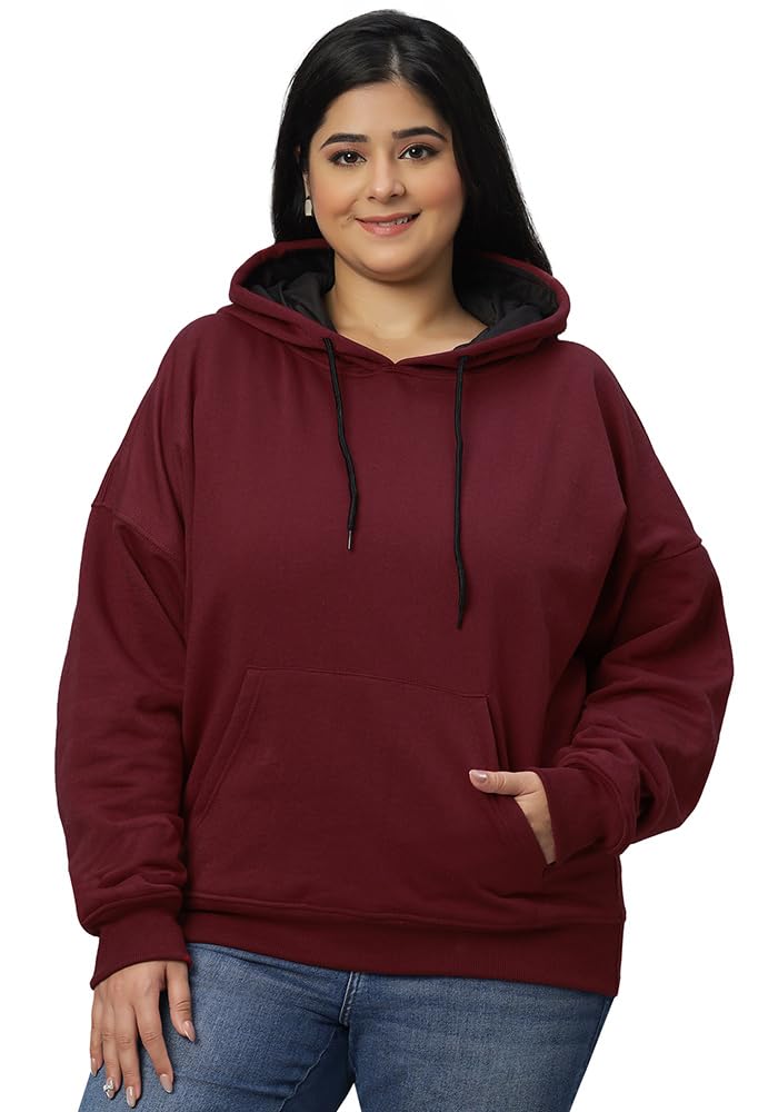 wear your opinion Women's Plus Size Drop Shoulder Sweatshirt Hoodies for Winter Wear-picture-17