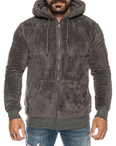 Raff & Taff Veste à capuche en polaire pour homme avec fermeture éclair et poches kangroot douillette et douce, anthracite, S Cover