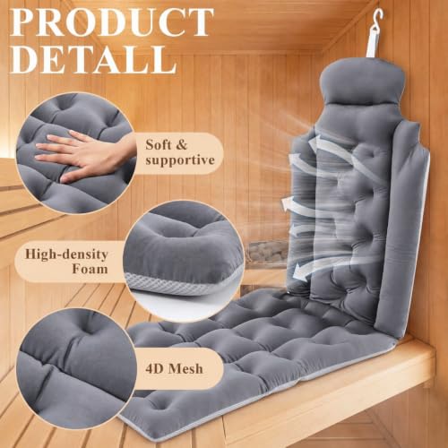 Novabright Waterproof Sauna Seat Cushion Thick High-Density Foam Heat Insulation Bath Pillow, Sauna Accessories for Infrared Resting for Head & Neck, Support the Back for Women Gifts(Dark Gray) - Image 4