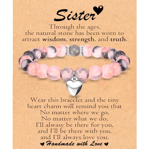 Image of Mothers Day Gifts for Sister, Graduation Back to School Christmas Valentines Day Easter Stocking Basket Stuffers Birthday Gifts Beaded Bracelet Jewelry Gifts for Sister Women Teen Tween Girls Her
