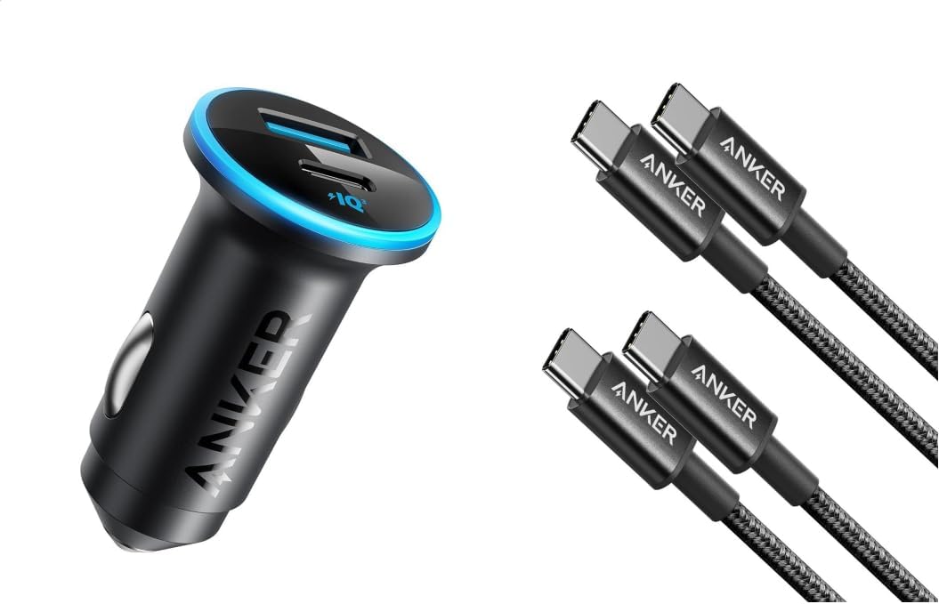 Anker USB C Cable (3FT, 2Pack) with USB C Car Charger