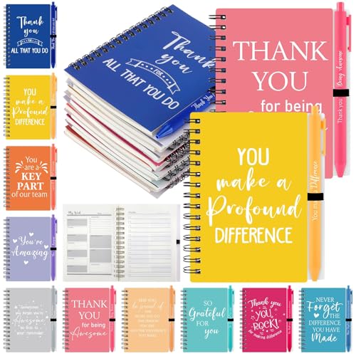 SevenMye 20 Pcs Employee Appreciation Gifts Bulk Inspirational Ballpoint Pens with Motivational Spiral Notebooks Thank You Gifts for Coworkers Staff Teacher Colleagues Volunteer Nurse Housekeeping