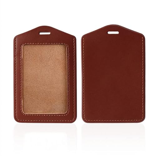 Larpur Pack Of 2 Genuine Leather Badge Holders, Vertical Id Card Holders With 1 Clear Id Window #TOP4