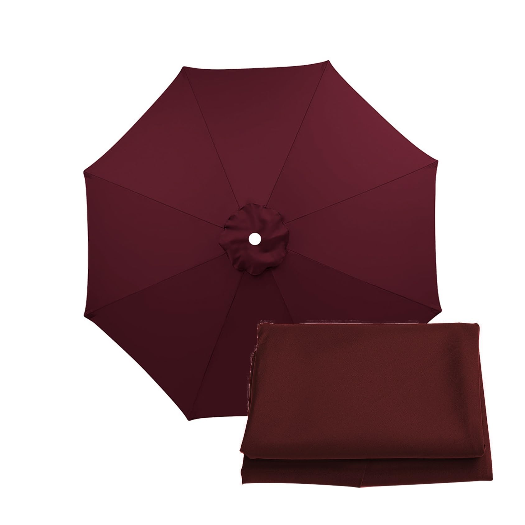 Replacement Parasol Canopy 8 Ribs Outdoor Table Umbrella Fabric Canopy Cover, Umbrella Replacement Top Shade Cover Protect Your Skin From The Sun(Wine red,9.8ft(300cm)/8 arms)