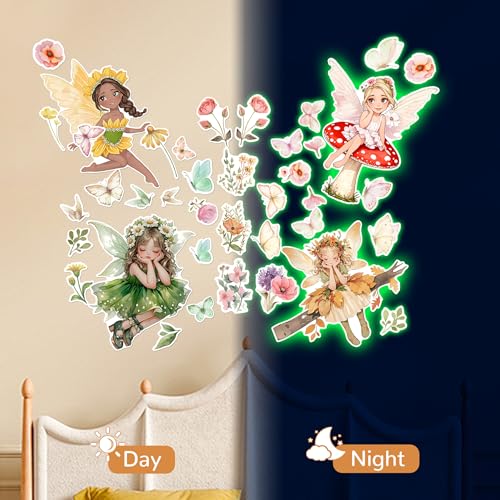 Vinilos decorativos luminosos para pared hadas y mariposas miniatura 4
