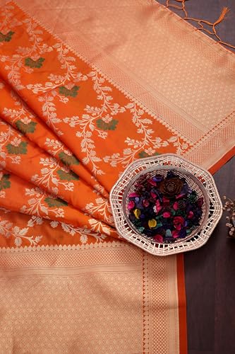 Image of DEVANGI Women's Woven Jacquard Banarasi Silk Printed Dupatta /Chunni with Meena Work, Width 1 Meter, Length 2.5 Meter