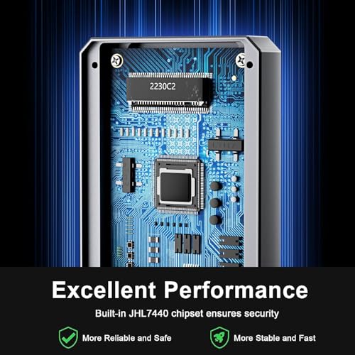 Image of ANYOYO NVMe to USB 3.2 Type-C Enclosure, Built-in Cable M.2 Enclosure Portable for M.2 PCIe NVMe and SATA SSDs(Up to 10Gbps), Plug and Play, (Fits 2230 / 2242 /2260 /2280) (Metal Grey)