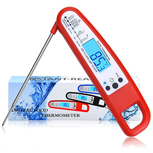 Meat Thermometer Food Thermometer Instant Read Thermometer Cooking Thermometer Grill Thermometer BBQ Thermometer High Accuracy Kitchen Thermometer Digital Thermometer (Red288)