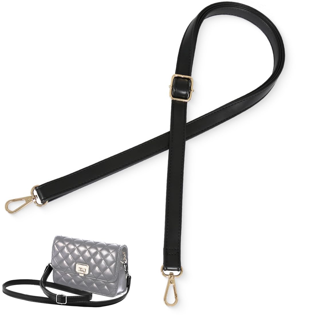 Verstellbarer Schultergurt Für Taschen – Lederoptik, Schwarz, 70-130 Cm Einstellbar