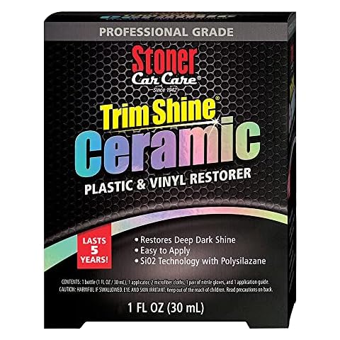 Stoner Car Care 95451 Trim Shine Ceramic Plastic and Vinyl Restorer Kit Restores Deep Dark Shine, Protects from UV and Cracks, Lasts Up to 5 Years, Professional Grade, Easy Application, 30 mL Cover