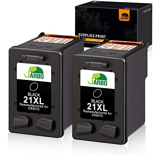 JARBO Remanufactured for HP 21 21 XL Ink Cartridge, 2 Black, Used with HP Officejet 4315 J3680 Deskjet 3915 3930 3940 D1341 D1420 D1455 D1520 D1530 D1560 D2330 D2430 D2460 PSC 1410