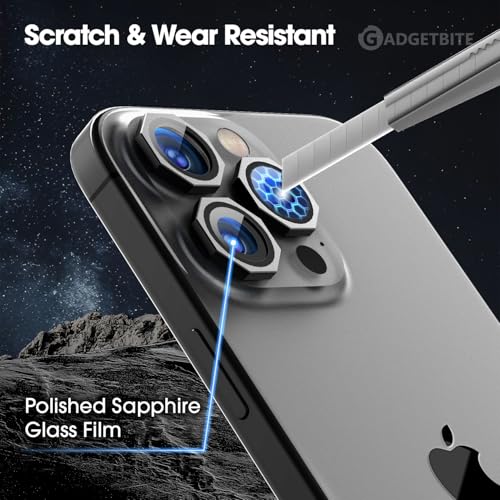Image of GadgetBite Snaptra Octagon Lens Protector Compatible With iPhone 16 Pro & iPhone 16 Pro Max - 9H Tempered Glass Camera Cover with Metal Ring, Scratch-Resistant,Camera Lens - Black Titanium