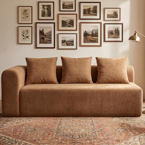 Image of Claiks 71 inch Left Armrest Boneless Sectional Loveseat Sofa, Brown
