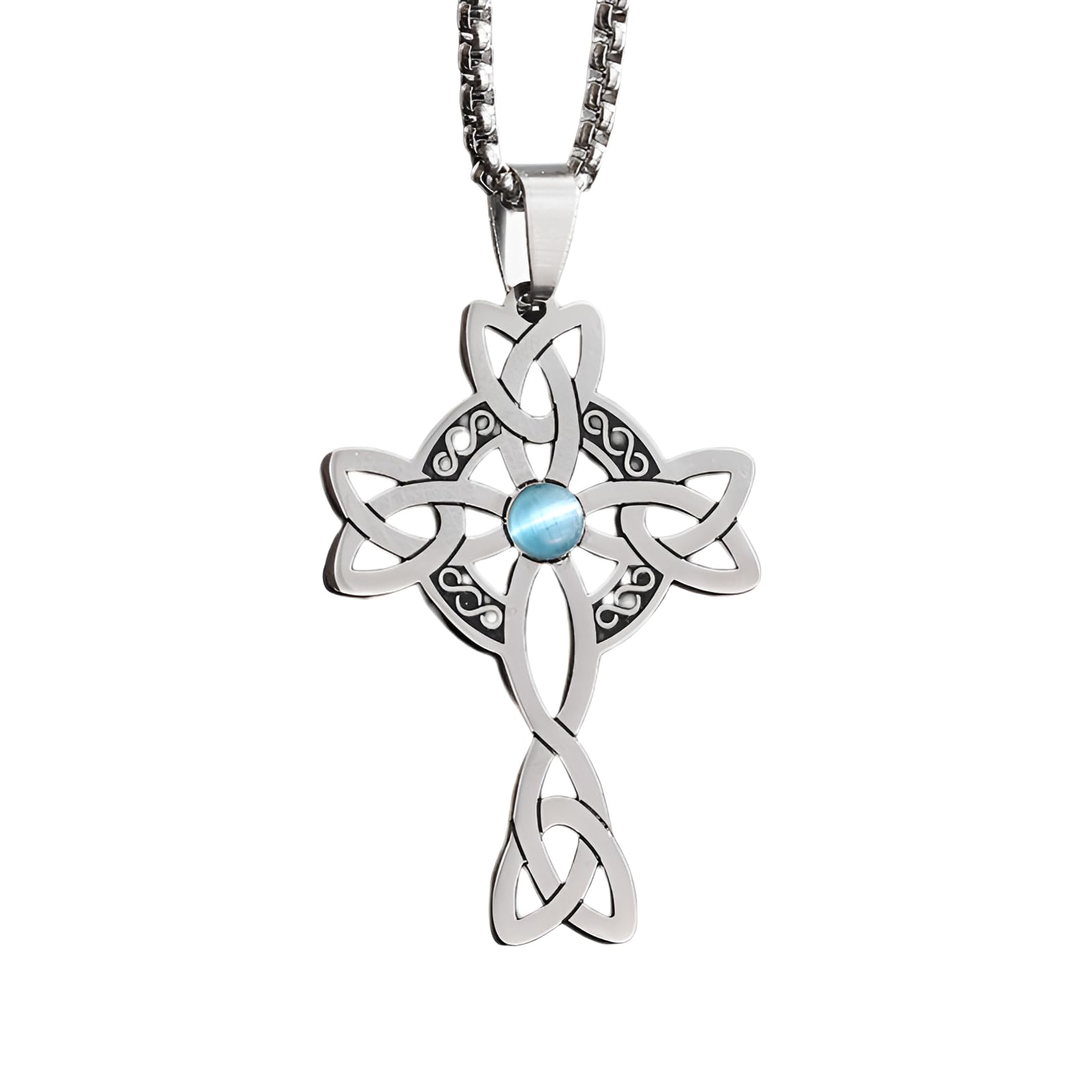 Accessoire Glücksamulett aus Sterlingsilber für Männer, Dreifaltigkeitssymbol-Anhänger – Halskette mit keltischem irischem Kreuz für Herren, Frauen, Geburtstag