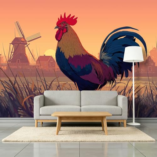 WTD - Papel pintado fotográfico (fieltro, 500 x 280 cm), diseño de gallo