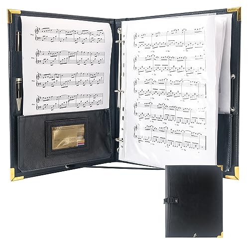 GraduatePro Sheet Music Choir Folder Black, 3 Rings Binder 12.5" x 10" Piano Music Binder with Elastic Band,10 Pockets for Sheets 8.5 * 11/A4 by GraduatePro - Used condition - US$18.00