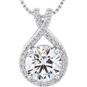 Twine&Co Platinum Plated Infinity Moissanite Pendant Necklace Gift for Women