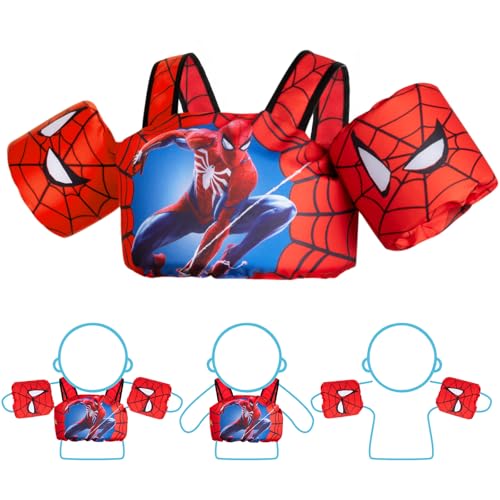 PAOPOOMAT Toddler Swim Vest 3-in-1 Adjustable Toddler Floaties Kids 2-7 Years (22-66 lbs) Detachable Pool Float & Arm Bands Puddle Jumper Style for Pool Beach Swimming